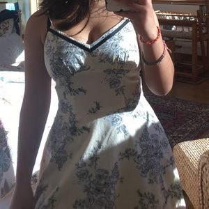 Vintage black and ivory floral dress